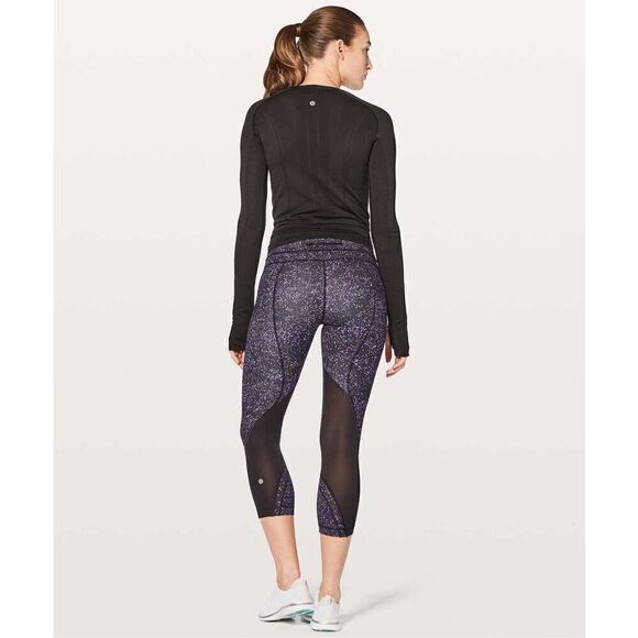 Lululemon Inspire Crop II Size 4 Crystalline Black Full On Luxtreme Mesh W6AMNS - Picture 1 of 12